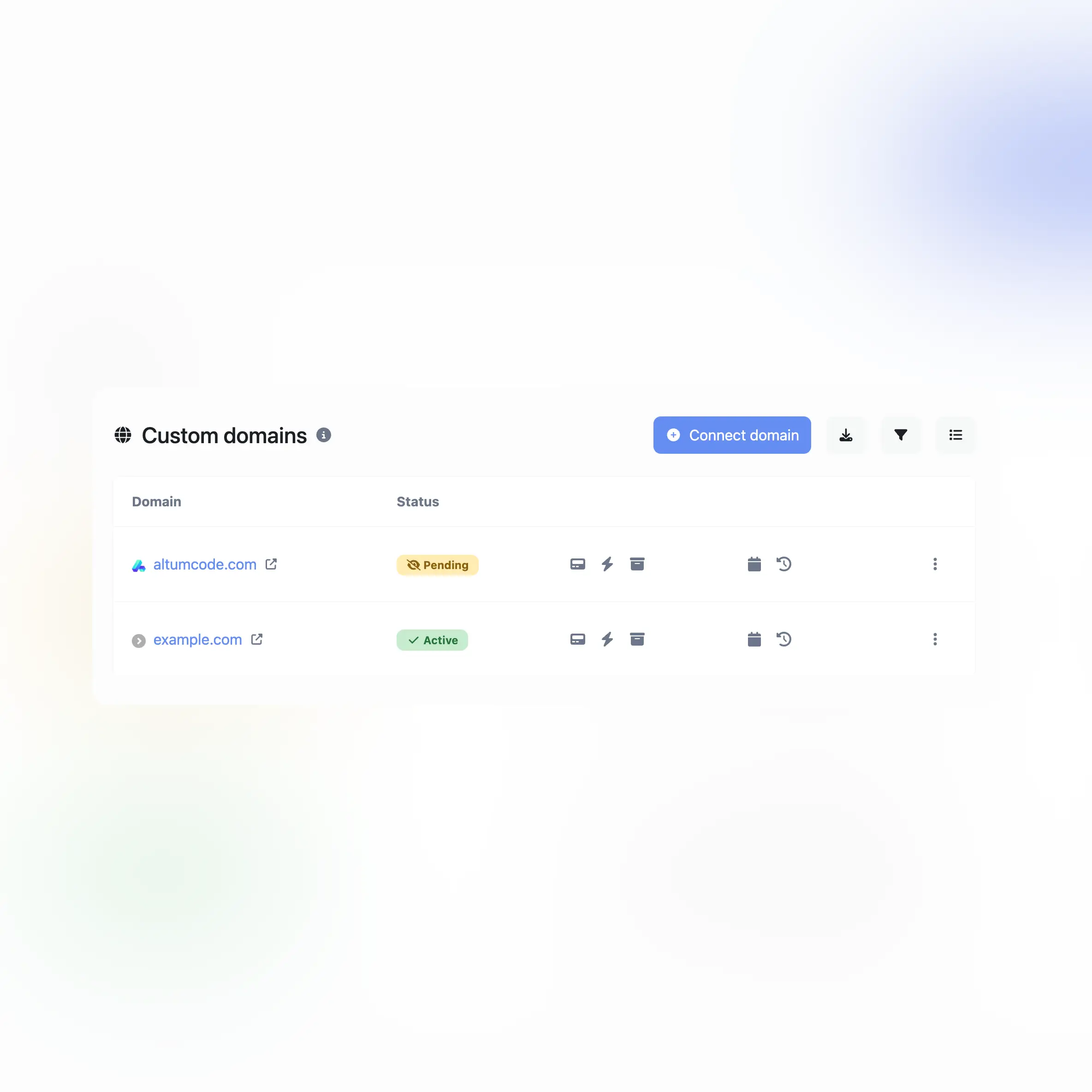 查询自定义域名功能截图